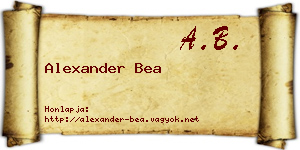 Alexander Bea névjegykártya